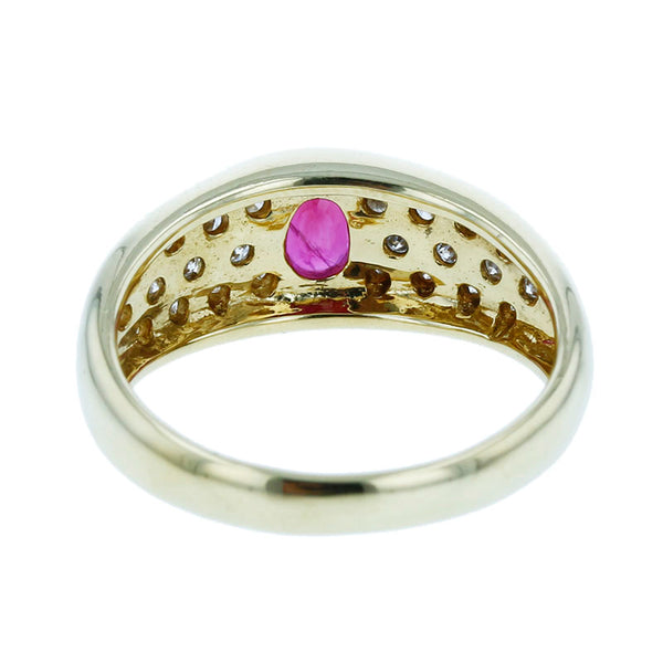K18YG イエローゴールド ルビー0.32ct ダイヤ0.30ct リング 指輪 レディース 12号 【中古】
