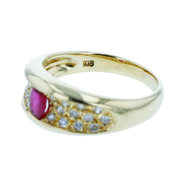 K18YG イエローゴールド ルビー0.32ct ダイヤ0.30ct リング 指輪 レディース 12号 【中古】