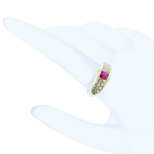 K18YG イエローゴールド ルビー0.32ct ダイヤ0.30ct リング 指輪 レディース 12号 【中古】