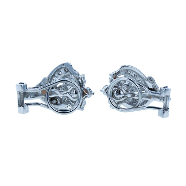 Pt900 プラチナ ダイヤ0.50ct×2 フラワーモチーフ イヤリング レディース 【中古】