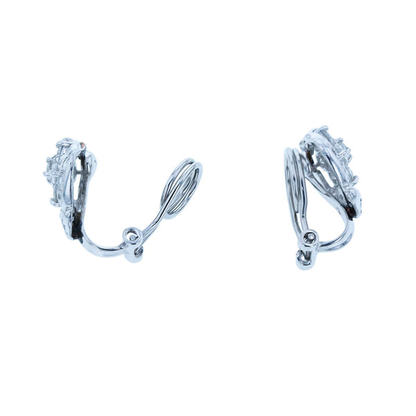 Pt900 プラチナ ダイヤ0.50ct×2 フラワーモチーフ イヤリング レディース 【中古】