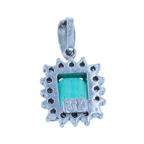 Pt900 プラチナ エメラルド0.67ct ダイヤ0.16ct ペンダントトップ レディース 【中古】