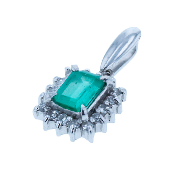 Pt900 プラチナ エメラルド0.67ct ダイヤ0.16ct ペンダントトップ レディース 【中古】