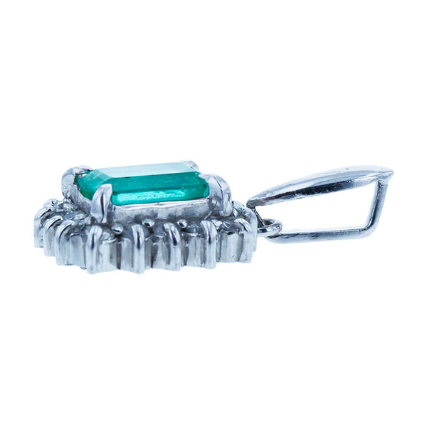 Pt900 プラチナ エメラルド0.67ct ダイヤ0.16ct ペンダントトップ レディース 【中古】