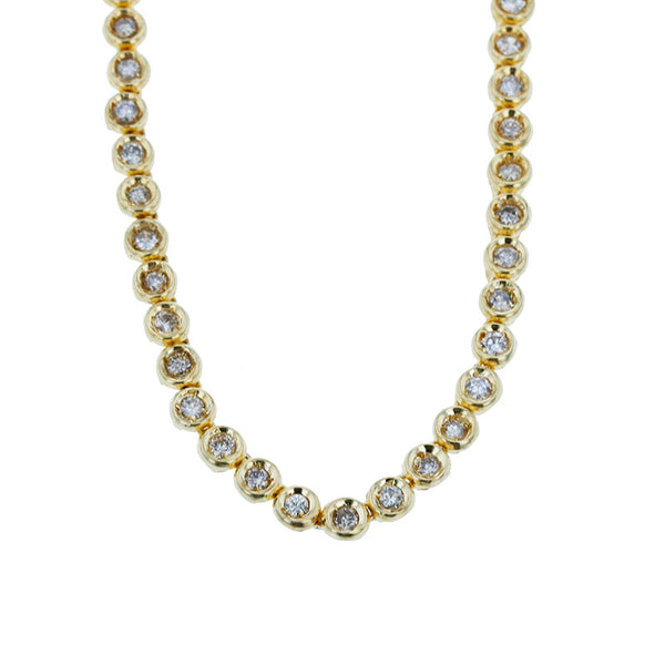 K18YG イエローゴールド ダイヤ4.00ct テニス ネックレス レディース 【中古】