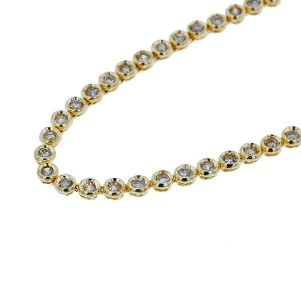 K18YG イエローゴールド ダイヤ4.00ct テニス ネックレス レディース 【中古】