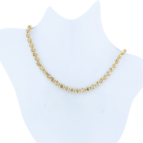 K18YG イエローゴールド ダイヤ4.00ct テニス ネックレス レディース 【中古】