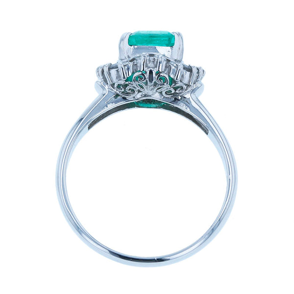 Pt900 プラチナ エメラルド1.00ct ダイヤ0.24ct リング 指輪 レディース 14号 【中古】