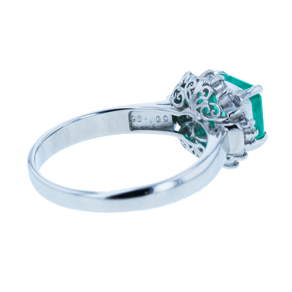 Pt900 プラチナ エメラルド1.00ct ダイヤ0.24ct リング 指輪 レディース 14号 【中古】