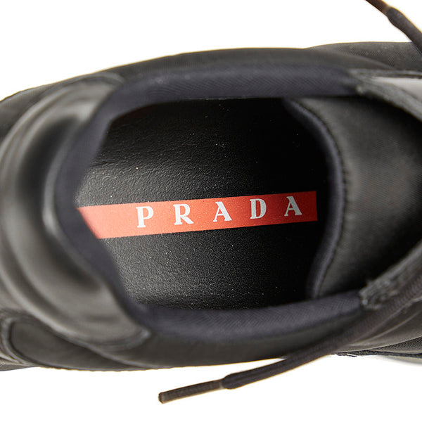 プラダ プラダスポーツ ブラック ナイロン レザー スニーカー レディース PRADA 【中古】