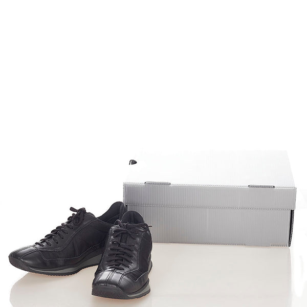 プラダ プラダスポーツ ブラック ナイロン レザー スニーカー レディース PRADA 【中古】