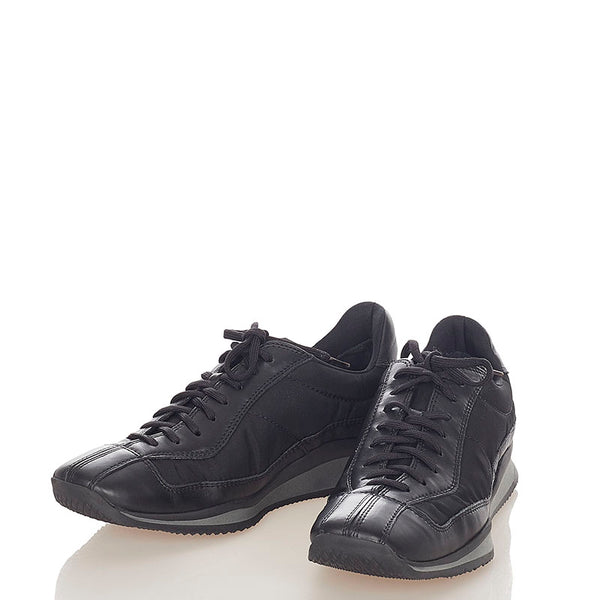 プラダ プラダスポーツ ブラック ナイロン レザー スニーカー レディース PRADA 【中古】
