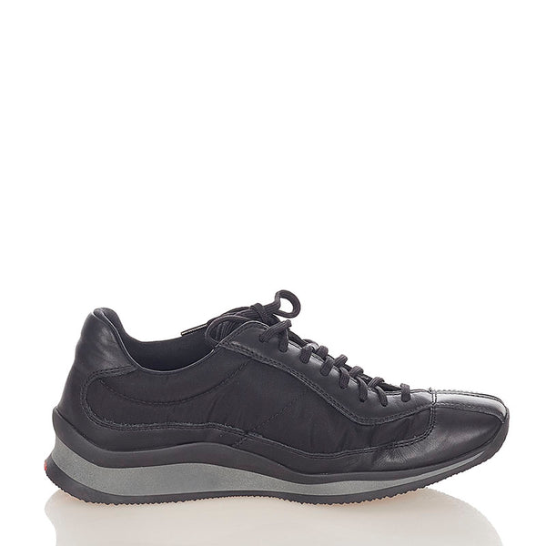 プラダ プラダスポーツ ブラック ナイロン レザー スニーカー レディース PRADA 【中古】