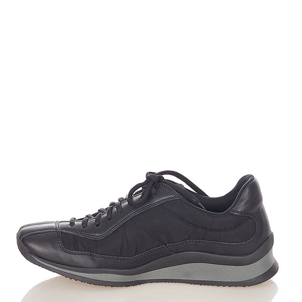 プラダ プラダスポーツ ブラック ナイロン レザー スニーカー レディース PRADA 【中古】