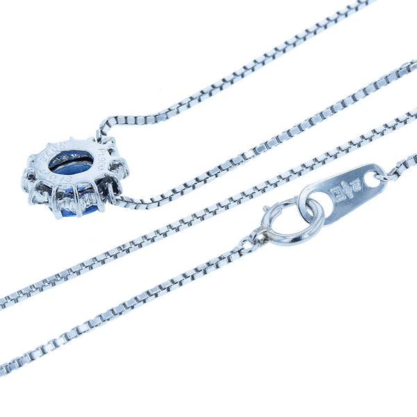 Pt900 プラチナ Pt850 プラチナ サファイア0.72ct ダイヤ0.15ct ネックレス レディース 【中古】