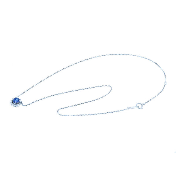 Pt900 プラチナ Pt850 プラチナ サファイア0.72ct ダイヤ0.15ct ネックレス レディース 【中古】