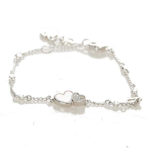 クリスチャンディオール シルバー メタル シェル ハート ブレスレット レディース Christian Dior 【中古】