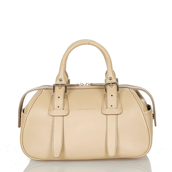 バーバリー ベージュ レザー ハンドバッグ レディース BURBERRY 【中古】