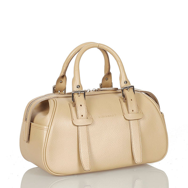 バーバリー ベージュ レザー ハンドバッグ レディース BURBERRY 【中古】