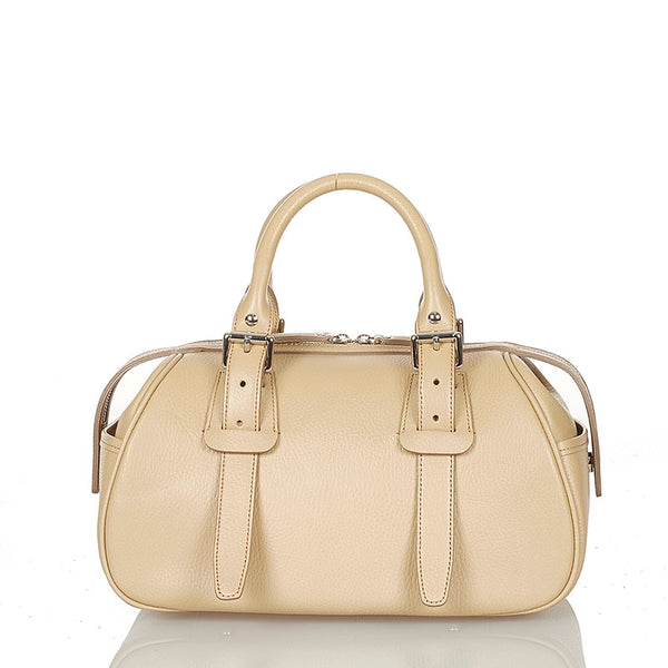 バーバリー ベージュ レザー ハンドバッグ レディース BURBERRY 【中古】
