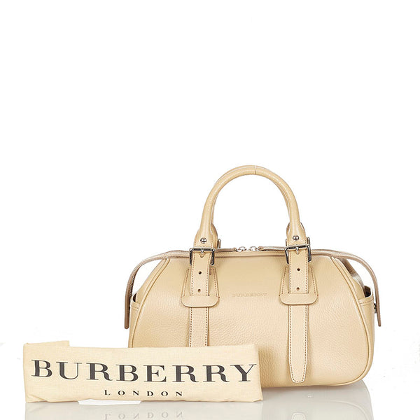 バーバリー ベージュ レザー ハンドバッグ レディース BURBERRY 【中古】