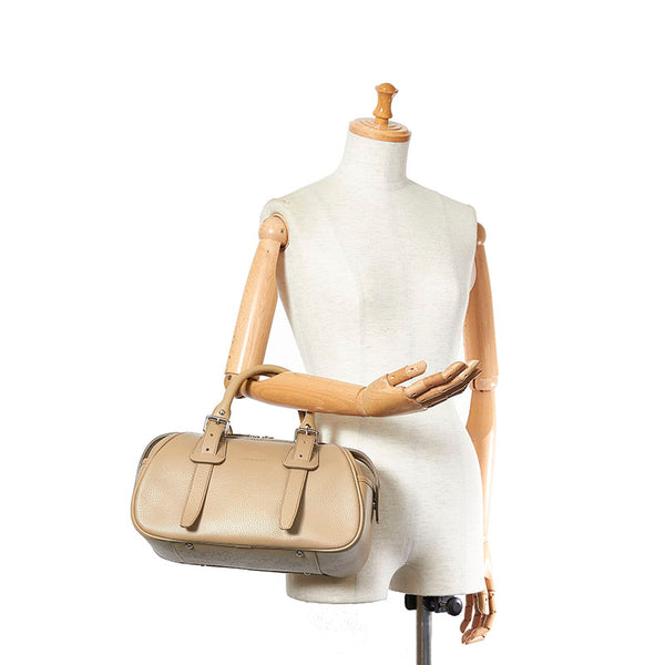 バーバリー ベージュ レザー ハンドバッグ レディース BURBERRY 【中古】