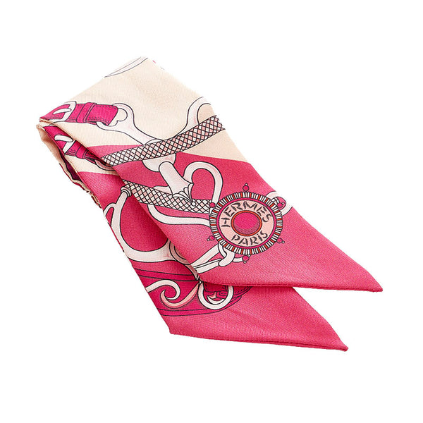 エルメス ツイリー ピンク シルク スカーフ レディース HERMES 【中古】