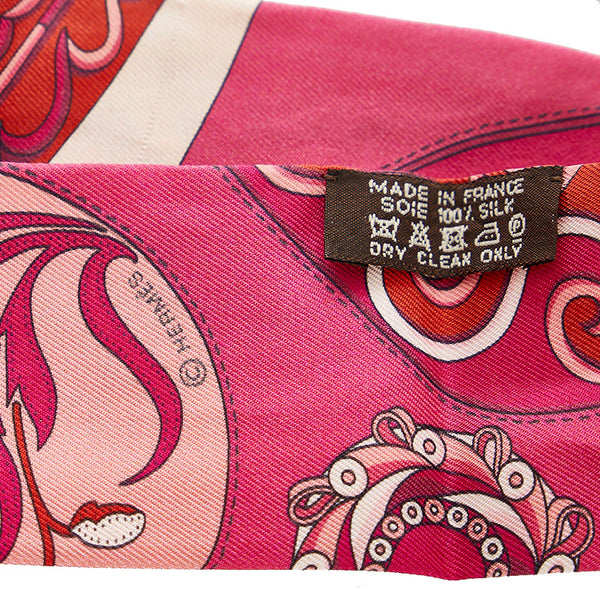 エルメス ツイリー ピンク シルク スカーフ レディース HERMES 【中古】