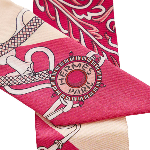 エルメス ツイリー ピンク シルク スカーフ レディース HERMES 【中古】