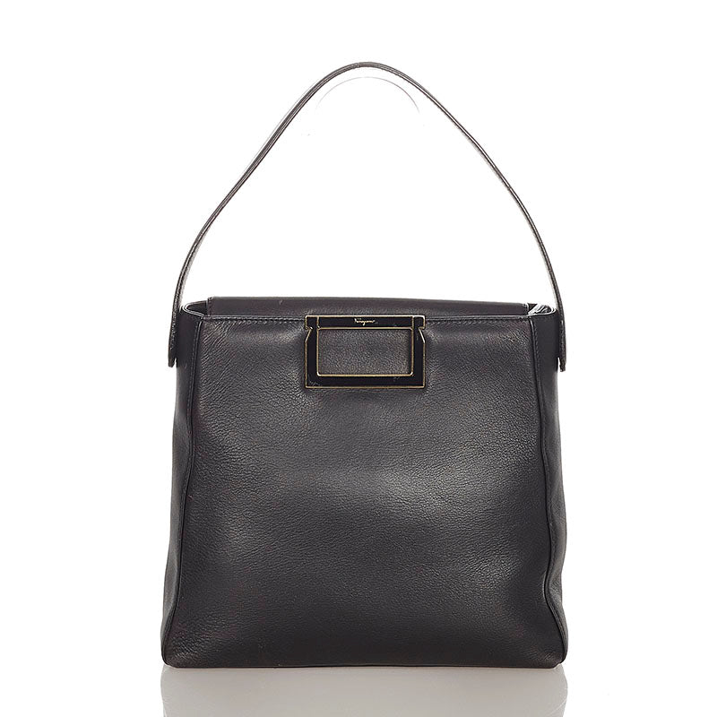 サルヴァトーレフェラガモ BZ-21 8220 ブラック レザー ハンドバッグ レディース Salvatore Ferragamo 【中古】