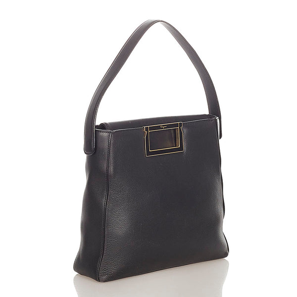 サルヴァトーレフェラガモ BZ-21 8220 ブラック レザー ハンドバッグ レディース Salvatore Ferragamo 【中古】