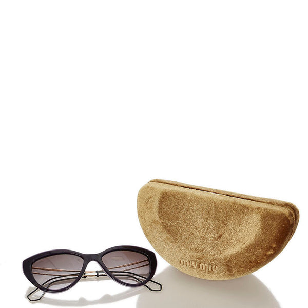 ミュウミュウ サングラス ネイビー パープル ゴールド プラスチック メッキ レディース MIUMIU 【中古】