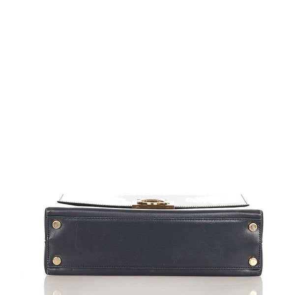 サルヴァトーレフェラガモ ガンチーニ   AF-21 8657 ダークネイビー レザー ハンドバッグ ショルダーバッグ 2way レディース Salvatore Ferragamo 【中古】