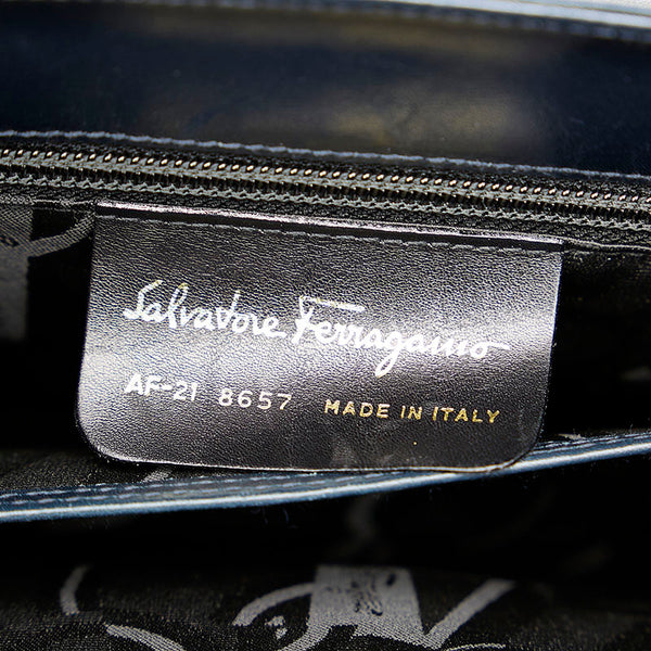 サルヴァトーレフェラガモ ガンチーニ   AF-21 8657 ダークネイビー レザー ハンドバッグ ショルダーバッグ 2way レディース Salvatore Ferragamo 【中古】