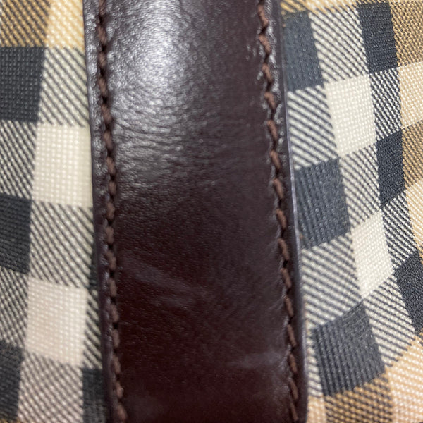 バーバリー ノバチェック ブラウン PVC レザー ショルダーバッグ レディース BURBERRY 【中古】