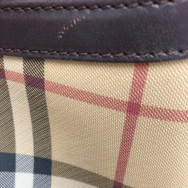 バーバリー ノバチェック ブラウン PVC レザー ショルダーバッグ レディース BURBERRY 【中古】
