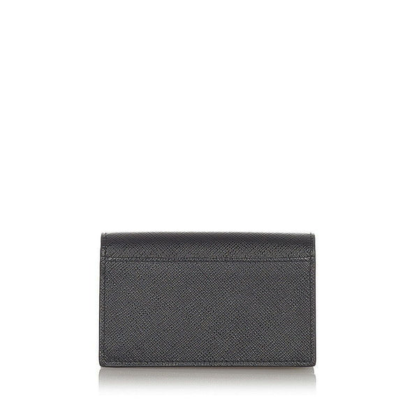 プラダ ブラック ネイビー レザー サフィアーノ カードケース メンズ PRADA 【中古】