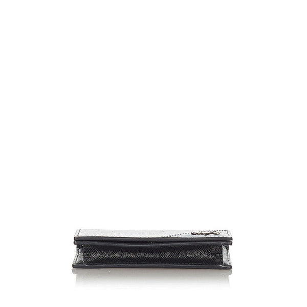 プラダ ブラック ネイビー レザー サフィアーノ カードケース メンズ PRADA 【中古】