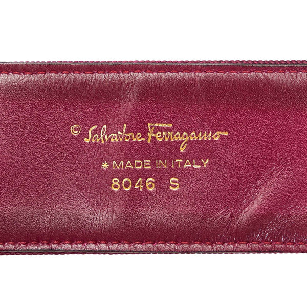 サルヴァトーレフェラガモ ヴァラ リボン 8046 パープル ゴールド キャンバス メッキ ベルト レディース Salvatore Ferragamo 【中古】