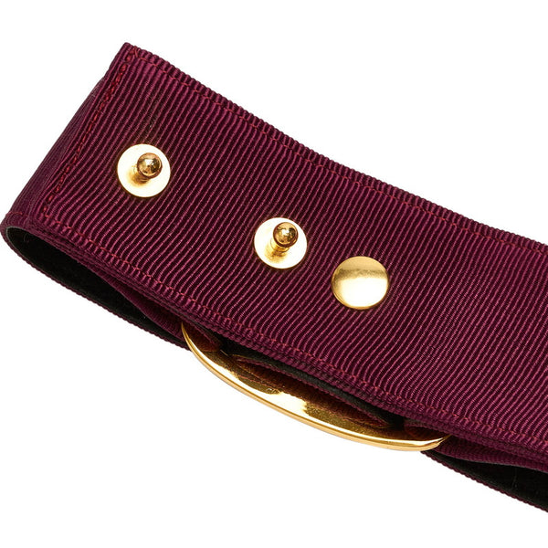 サルヴァトーレフェラガモ ヴァラ リボン 8046 パープル ゴールド キャンバス メッキ ベルト レディース Salvatore Ferragamo 【中古】