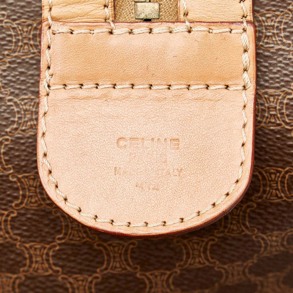 セリーヌ マカダム ブラウン ベージュ レザー PVC ボストンバッグ トラベルバッグ メンズ CELINE 【中古】