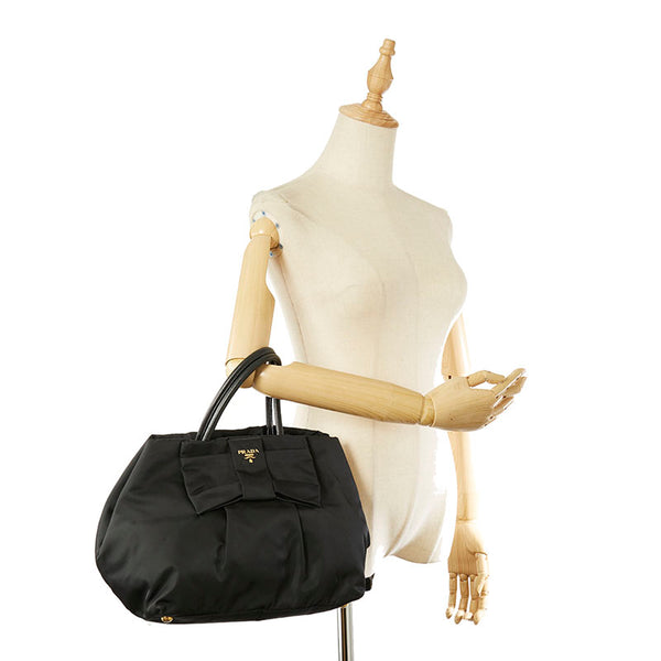 プラダ BN1601 ブラック ナイロン レザー ハンドバッグ レディース PRADA 【中古】
