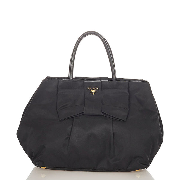 プラダ BN1601 ブラック ナイロン レザー ハンドバッグ レディース PRADA 【中古】