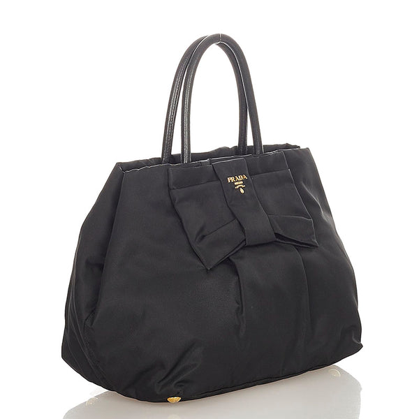 プラダ BN1601 ブラック ナイロン レザー ハンドバッグ レディース PRADA 【中古】