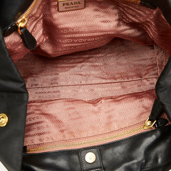 プラダ BN1601 ブラック ナイロン レザー ハンドバッグ レディース PRADA 【中古】