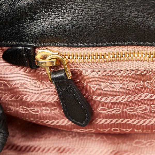 プラダ BN1601 ブラック ナイロン レザー ハンドバッグ レディース PRADA 【中古】