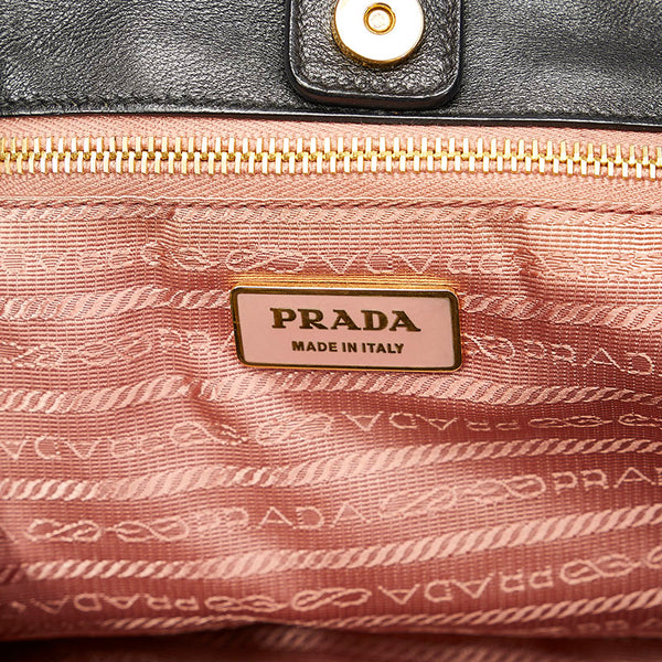 プラダ BN1601 ブラック ナイロン レザー ハンドバッグ レディース PRADA 【中古】