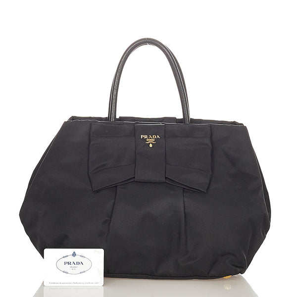 プラダ BN1601 ブラック ナイロン レザー ハンドバッグ レディース PRADA 【中古】
