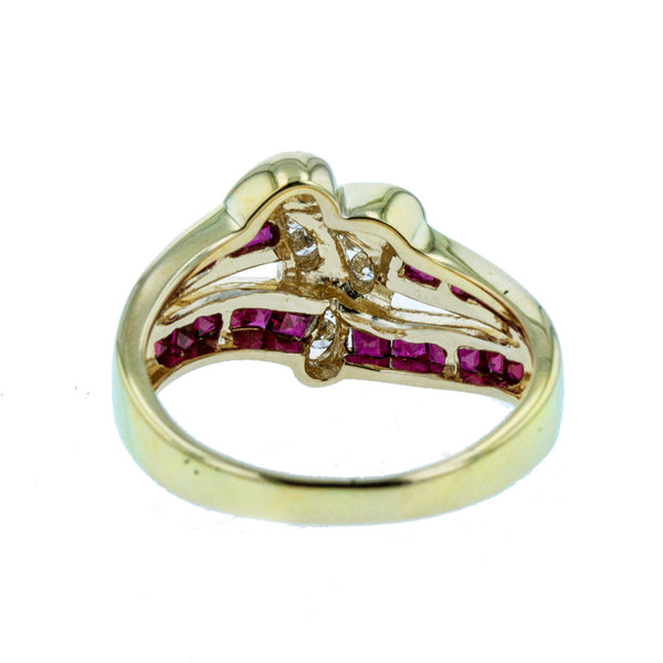 K18YG イエローゴールド ルビー0.91ct ダイヤ0.14ct リング 指輪 レディース 10.5号 【中古】