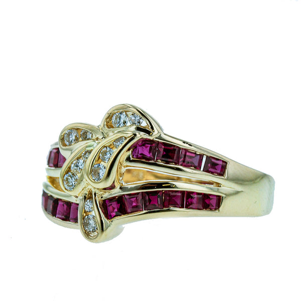 K18YG イエローゴールド ルビー0.91ct ダイヤ0.14ct リング 指輪 レディース 10.5号 【中古】